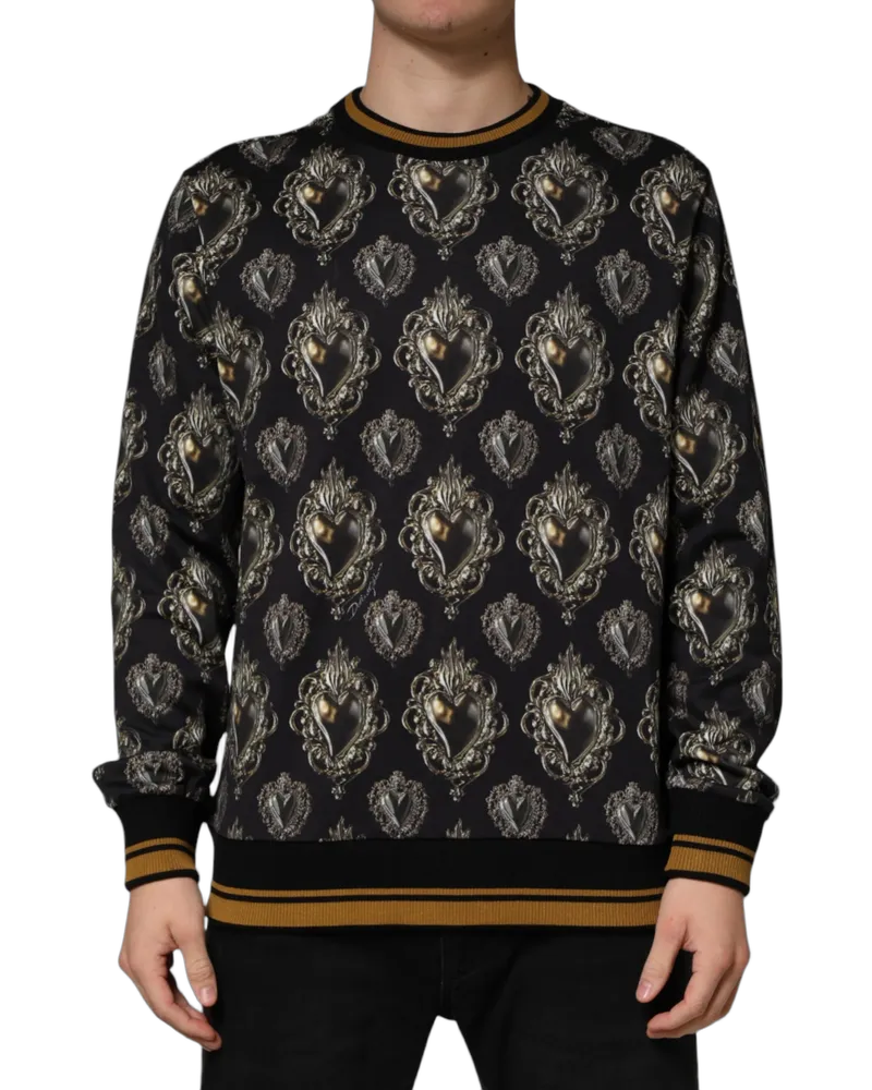 Dolce & Gabbana Men's Black Sacred Heart Cotton Sweatshirt Sweater Clothing Black