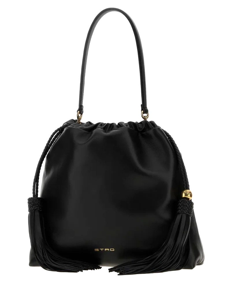 Etro Women's Black Leather Medium Kalispera Bucket Bag N0000 Borse A Mano Black