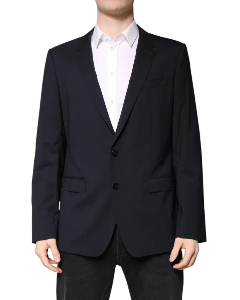 Dolce & Gabbana Men's Blazer Martini Dark Blue Wool Singlebreasted Navy Virgin Elastane Clothing Navy