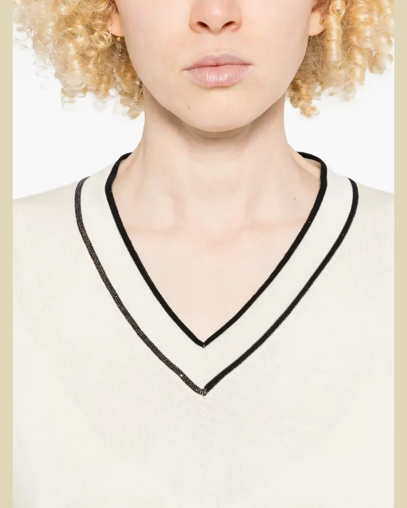 Fabiana Filippi Women's V-Neck Sweater Ss26 W Off-white