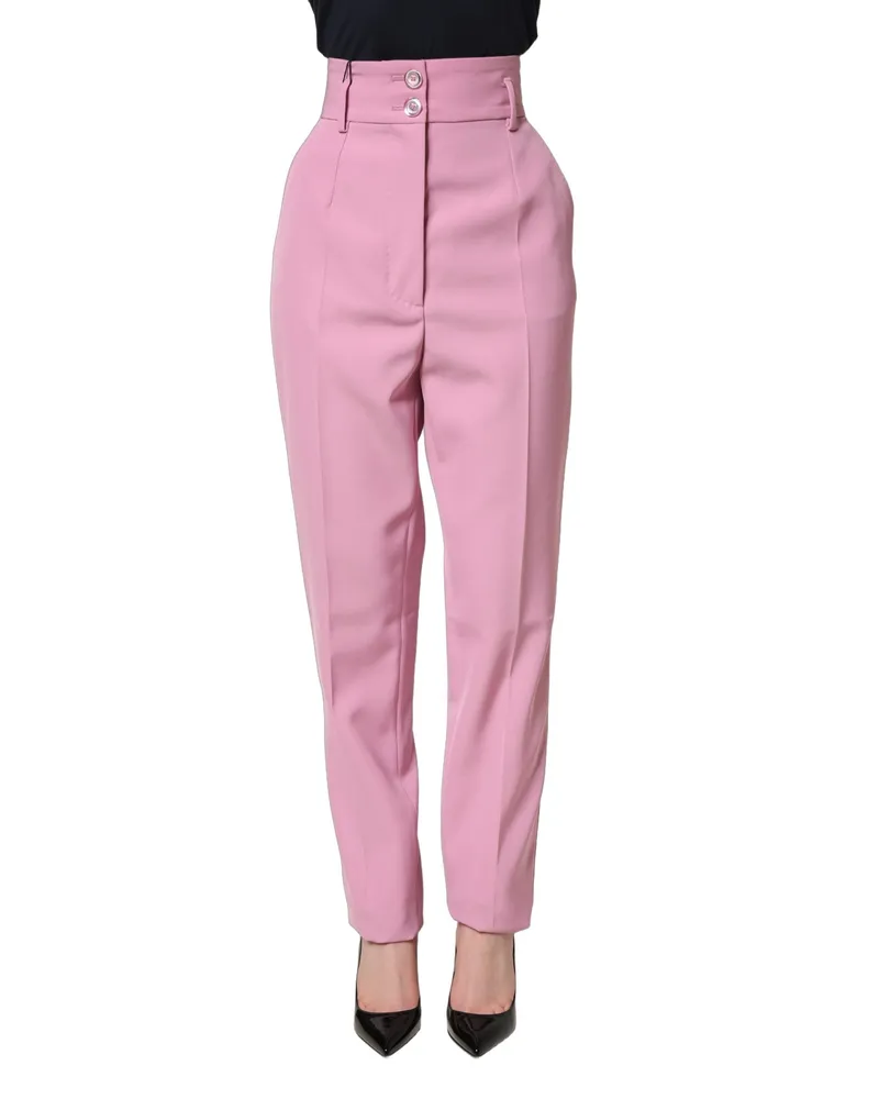 Dolce & Gabbana Women's Pink High Waisted Polyester Trouser Pants Pink