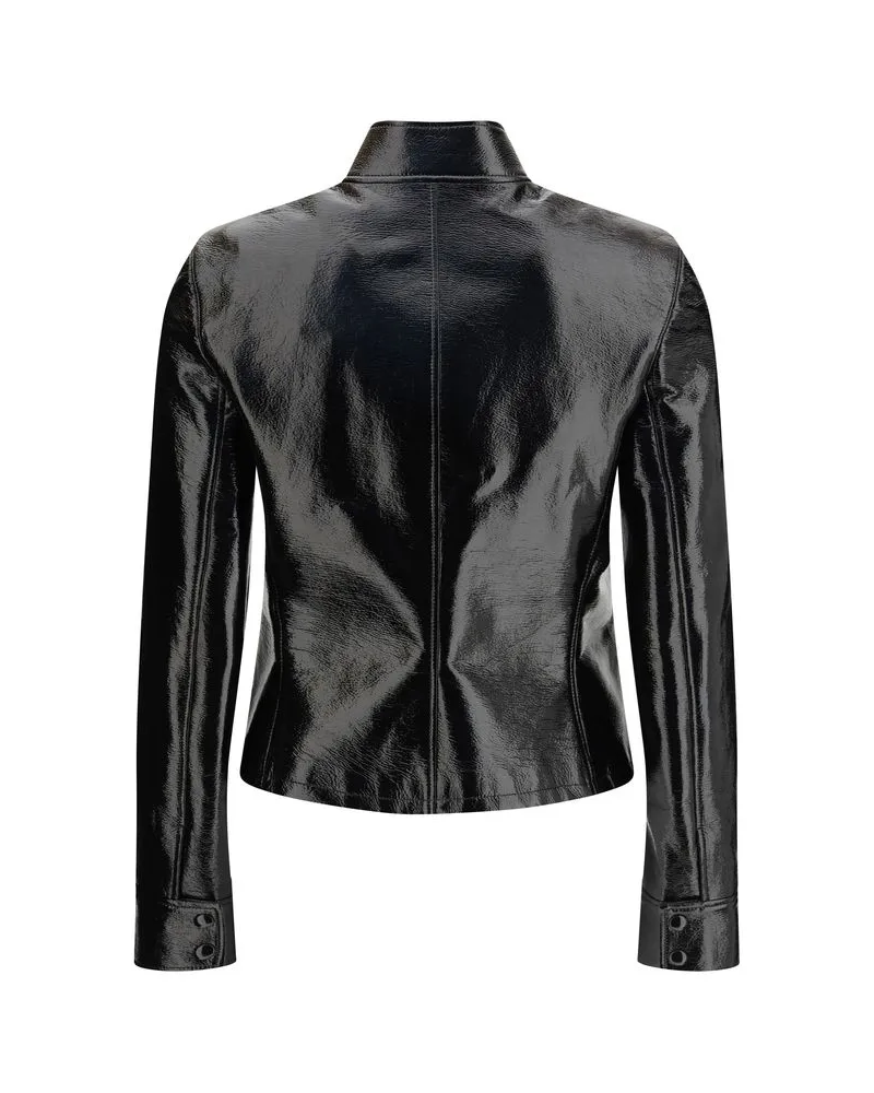 Courrèges Women Black Cotton Full-Length Jacket Clothing Black