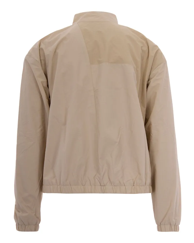 Arte Antwerp Men Jacket Curve Zipper Cream Nylon Beige