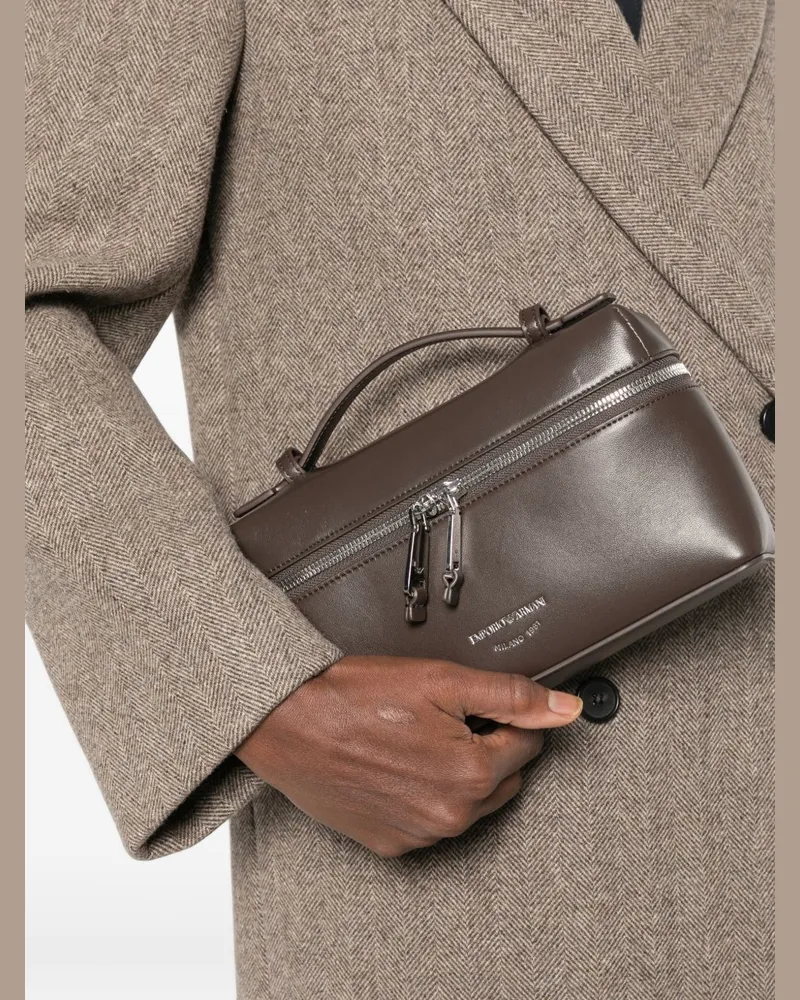 Emporio Armani Leather Top Handle Bag — Brown Brown