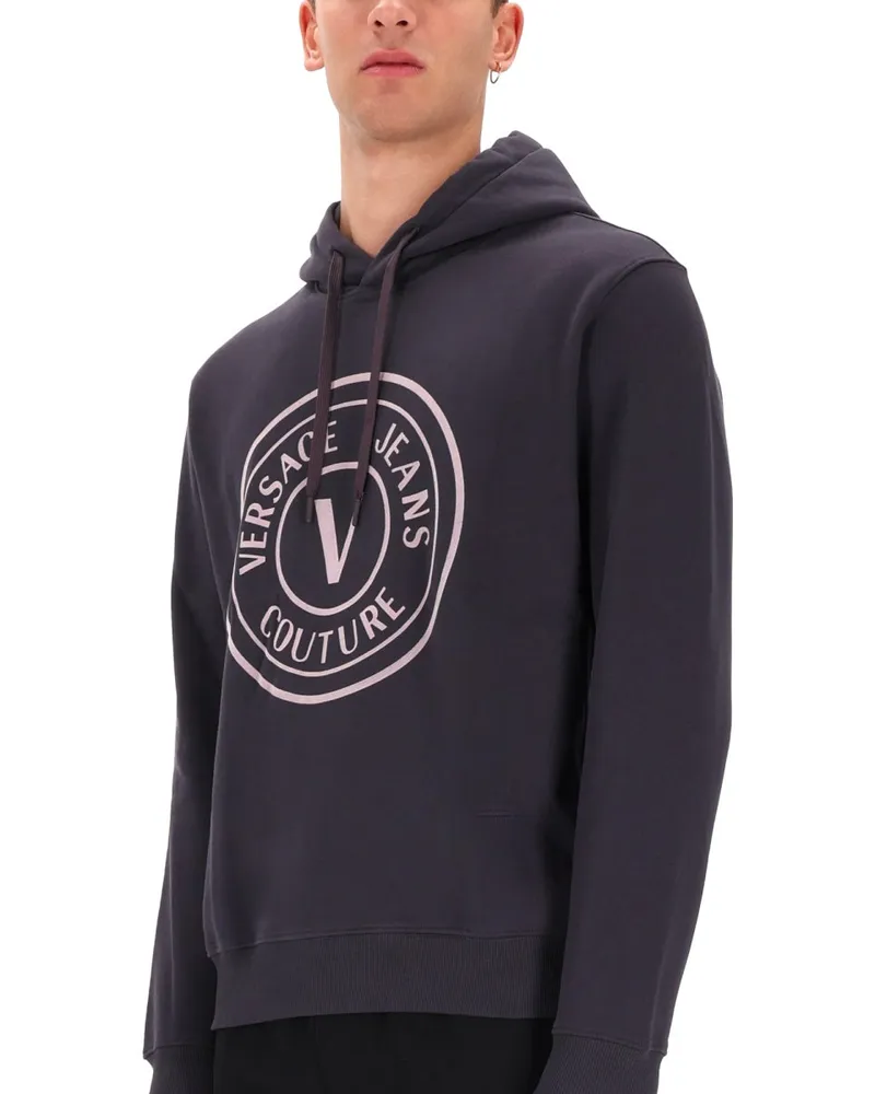 Versace Jeans Logo-Printed Cotton Sweatshirt — Gray Gray