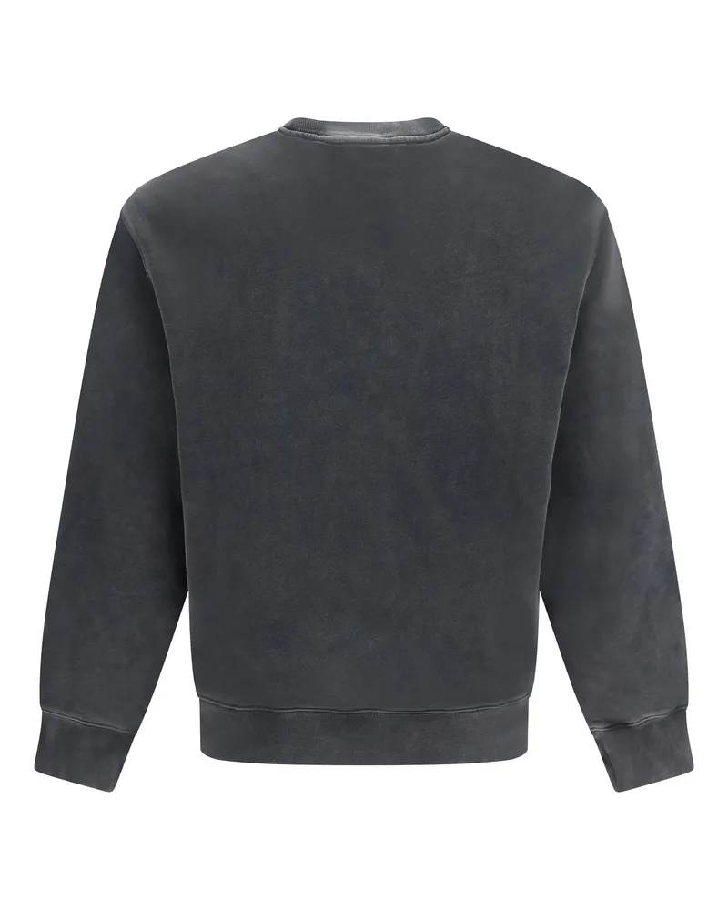 Kitsuné Men's Crewneck Sweater With Fox Head Logo Black Faded Cotton Sweatshirts Gray