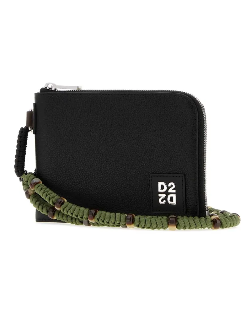 Dsquared2 D2 Upside Down Calfskin Leather Clutch — Black Black