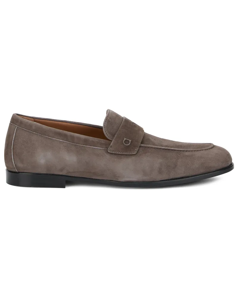 Ferragamo Goat Suede Loafer — Gray Gray