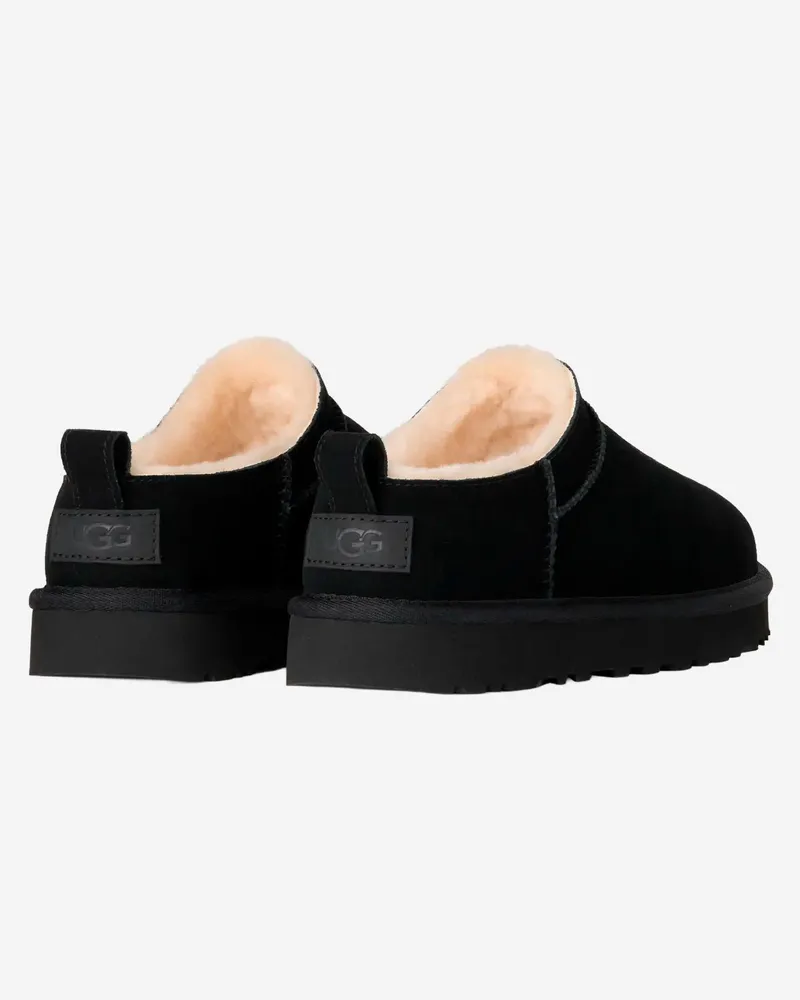UGG Women's Mules Micro Suede Black Leather Black