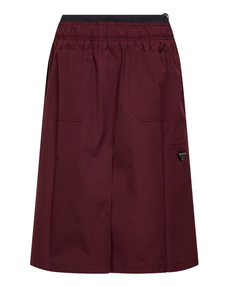 Prada Women's Garnet Twill Midi Skirt Polyester Garnet