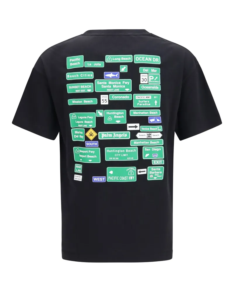 Palm Angels Street Signals Graphic Print T-Shirt — Black Black