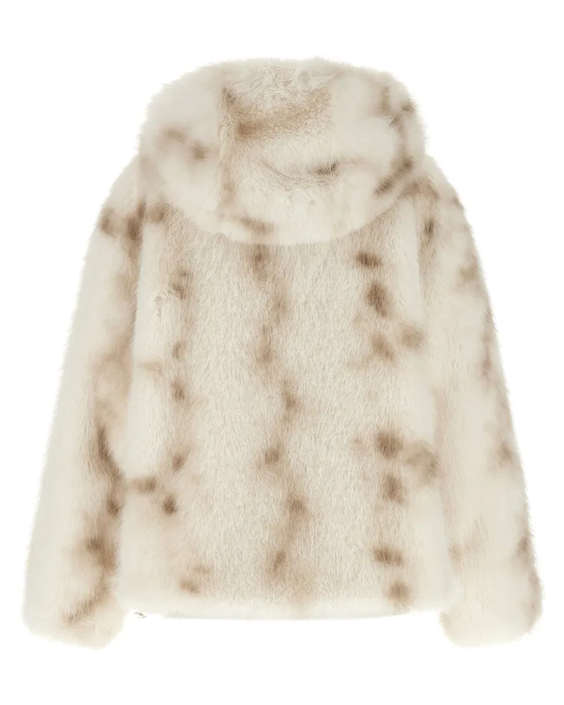 Herno Eco-Fur with Lynx Spot Effect Bomber Jacket — Ivory Ivory