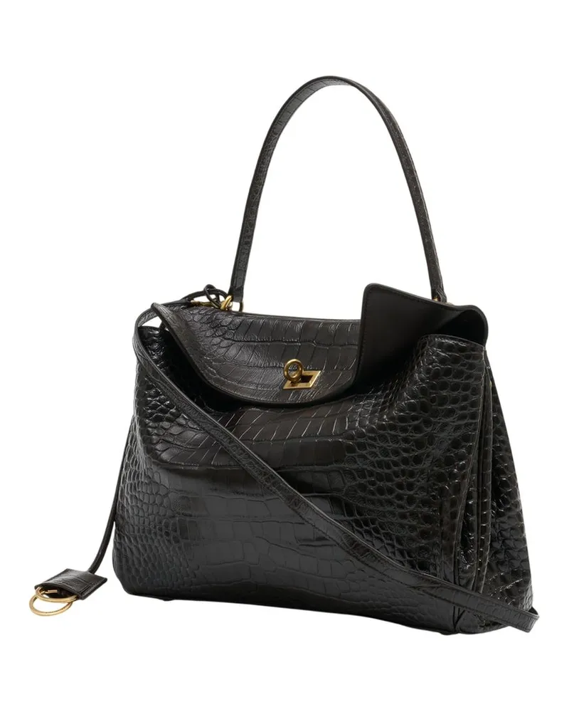 Balenciaga Rodeo Calfskin Leather Top Handle Bag — Black Black