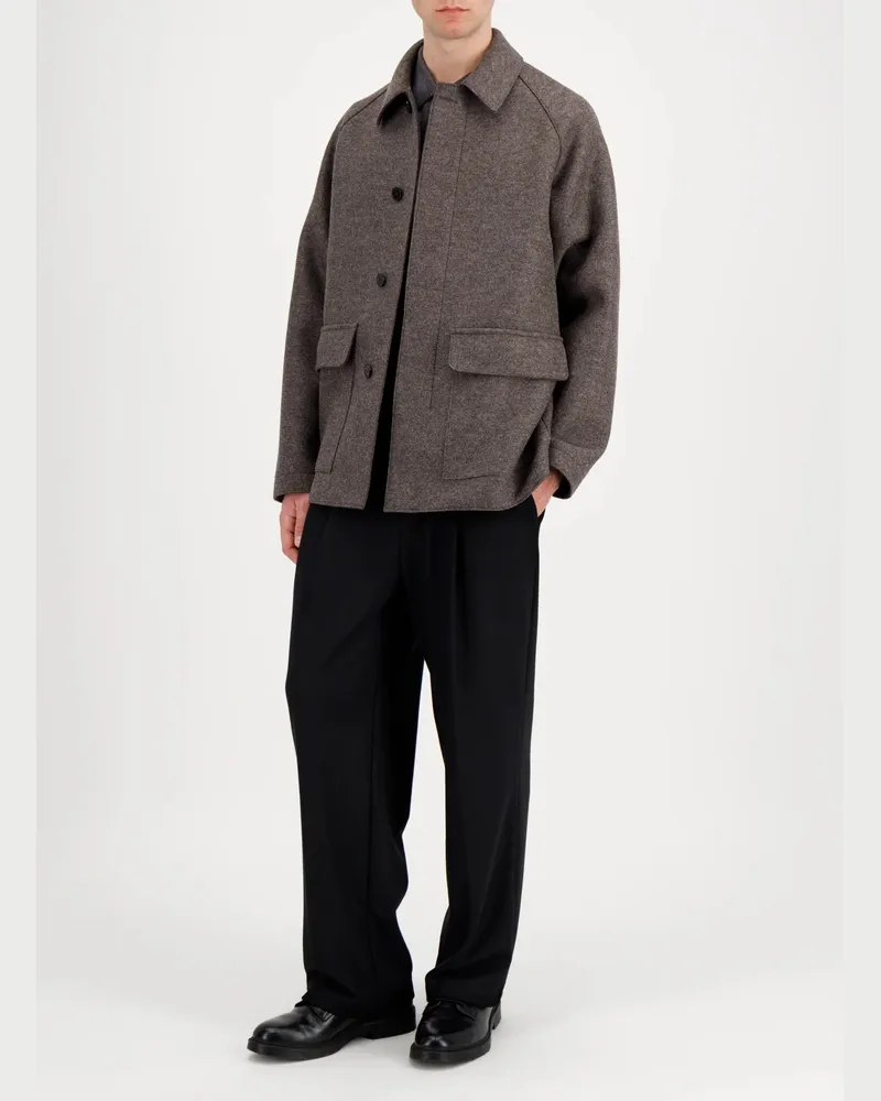 Harris Wharf London Men's Veste Country  London En Laine Pressée Anthracite Gray Jacket Gray