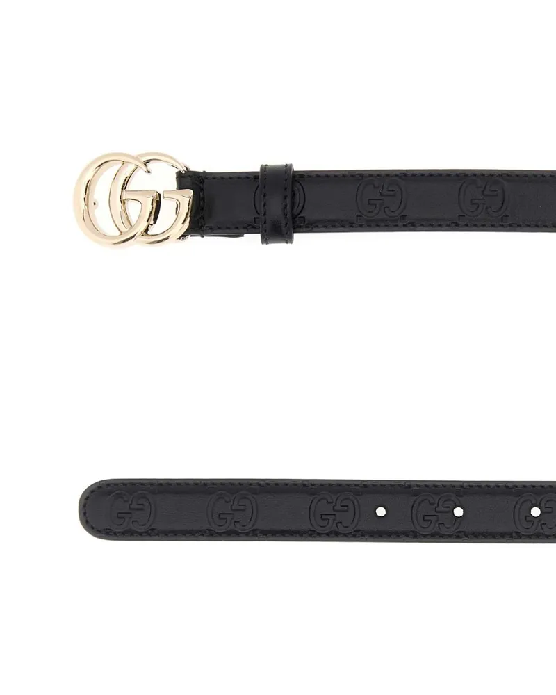 Gucci Women's Black Leather Gg Marmont Belt Blackblackblack Cinture Black