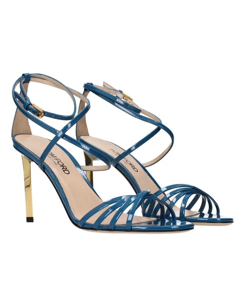 Tom Ford Women's Blue Leather Stiletto Heel Sandals Blue