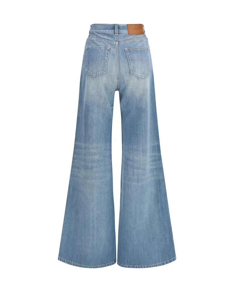 Chloé Women's Blue Cotton Flared Jeans Clothing Blue