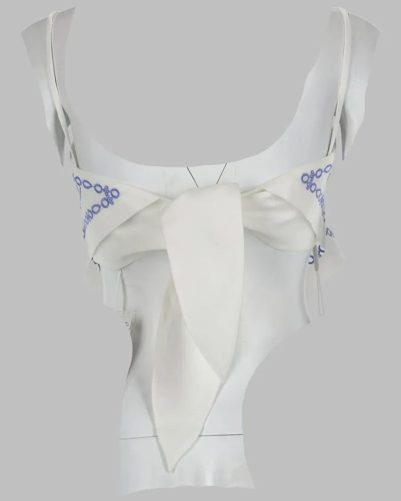 Self-Portrait Embroidered Linen Blouse — White White