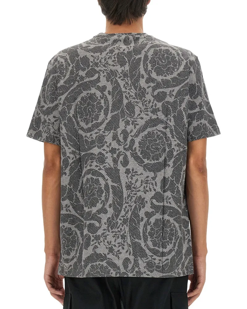 Versace Baroque Logo Cotton T-Shirt — Gray Gray