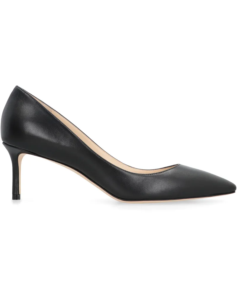 Jimmy Choo Women's Leather Pumps Romy 60 Black Kidskin High Heel Shoes Black