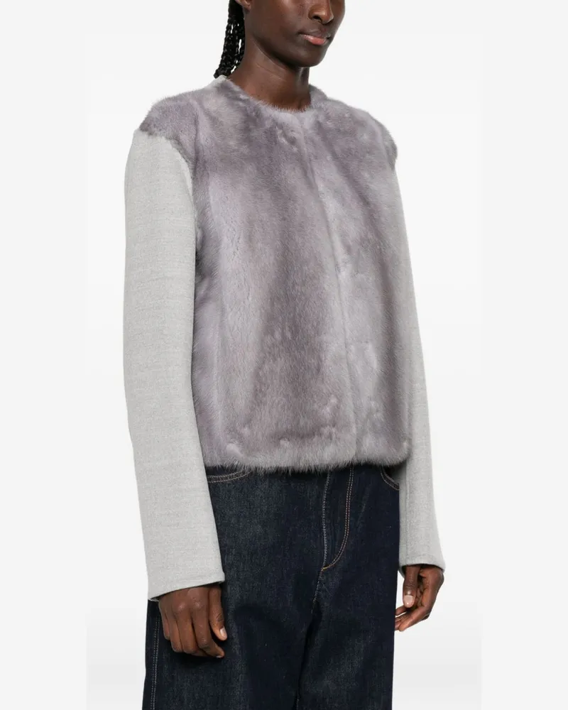 Fabiana Filippi Mink Fur and Wool Jacket — Grey Grey