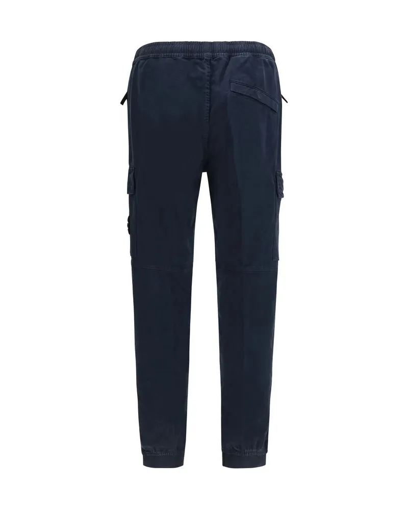 Stone Island Men's Blue Cotton Cargo Pants Navy