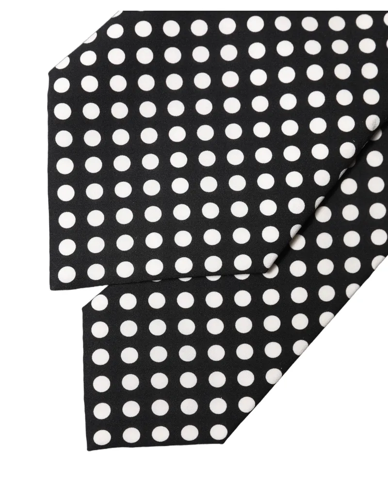 Dolce & Gabbana Black White Polka Dot Silk Adjustable Women Necktie Tie And Black