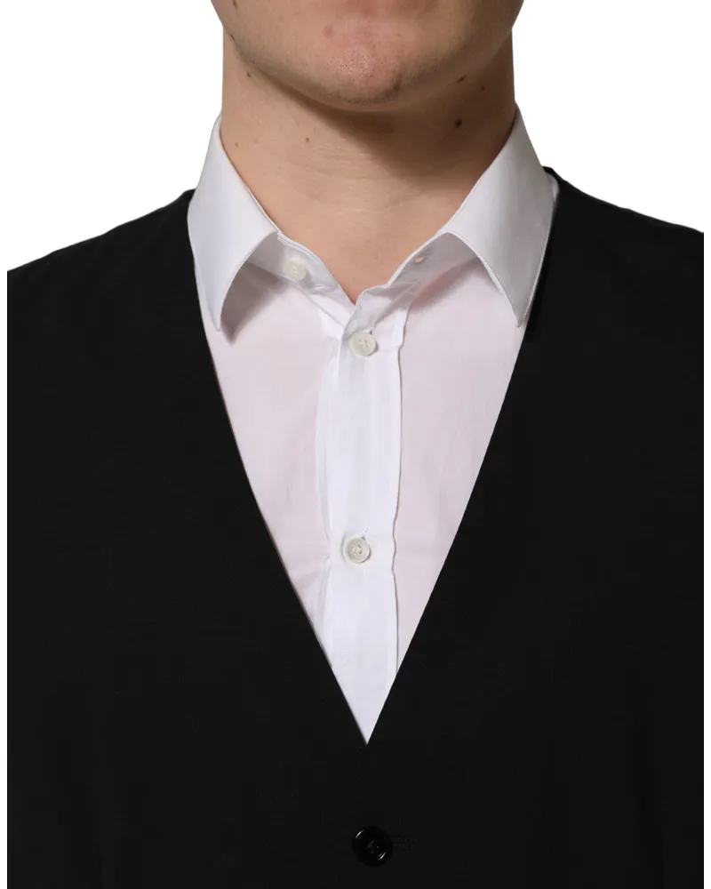 Dolce & Gabbana Virgin Wool Slim Fit Pant Suit — Black Black