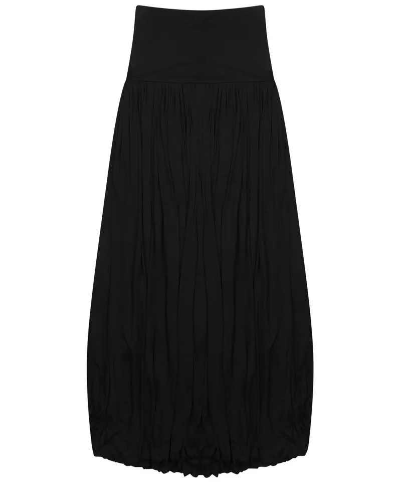 Totême Draped Viscose Midi Skirt — Black Black