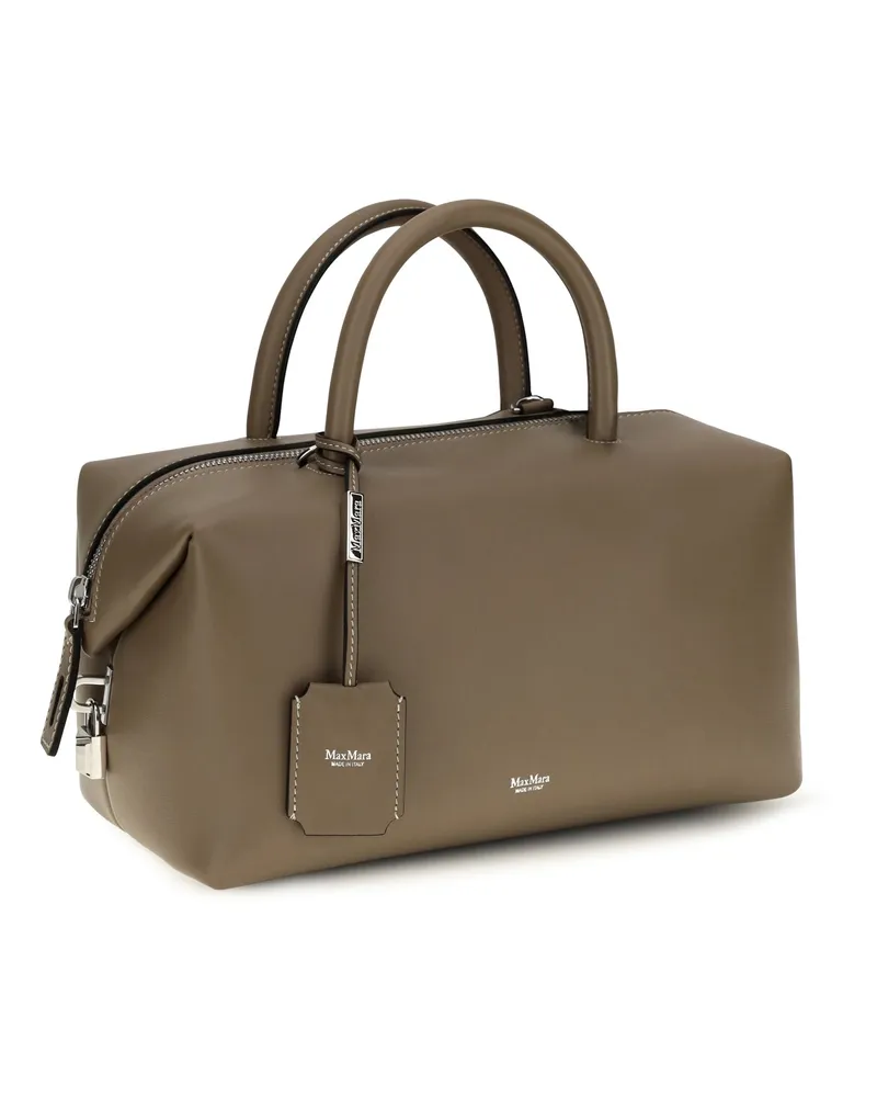 Max Mara Women's Leather Handbag Holdall Clay Calf Handbags Hand Bags Beige