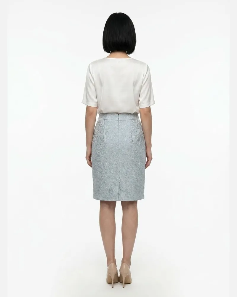 Dolce & Gabbana Women Light Blue Polyester Midi Skirt Blue