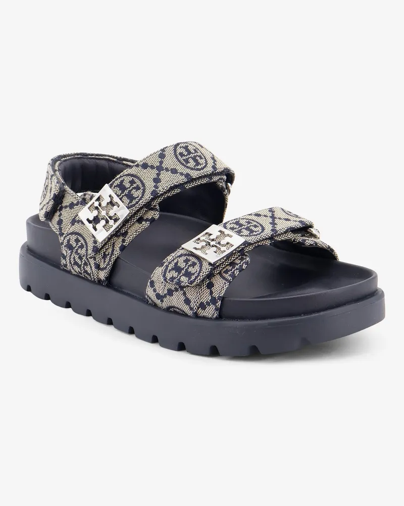 Tory Burch Women's Sandals T Mono Perfect Monogram Blue Fabric Blue