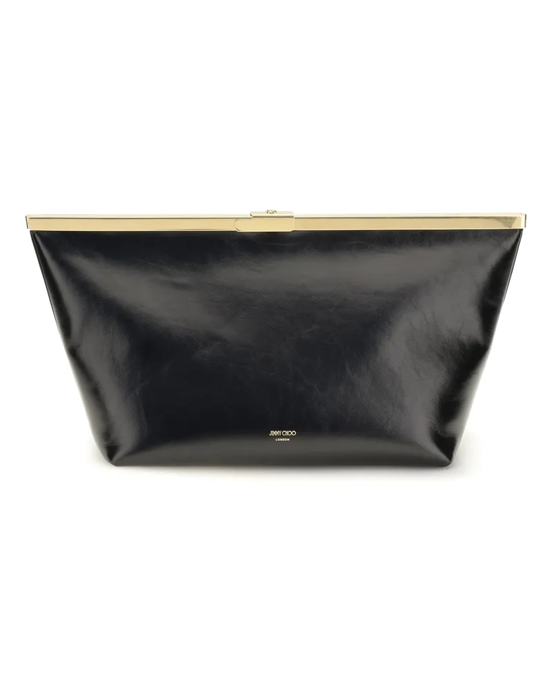 Jimmy Choo Ganache Calfskin Leather Clutch — Black Black