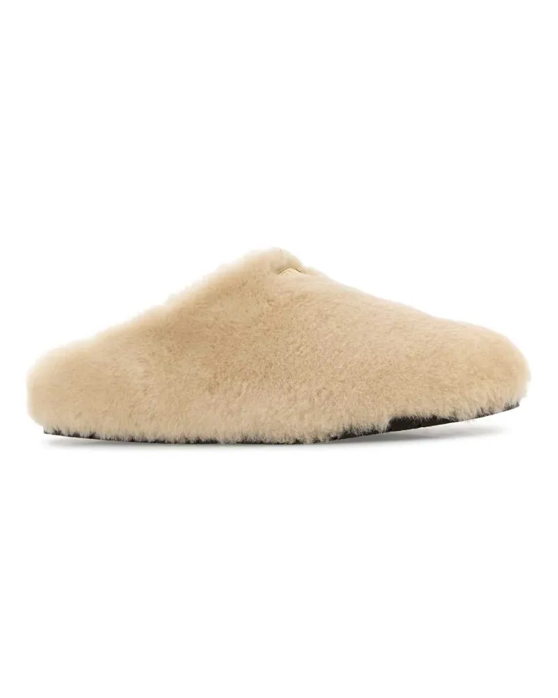 Prada Women's Sand Shearling Slippers Travertino Ovisariesaries Flat Shoes Beige