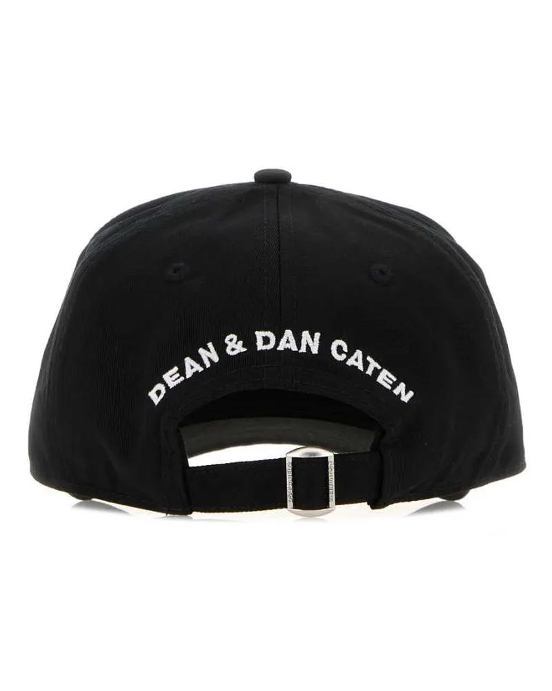 Dsquared2 BCM096405C00001 Logo-Embroidered Cotton Baseball Cap — Black Black