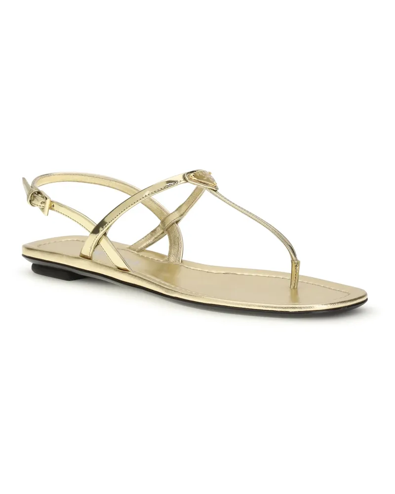 Prada Women's Leather Flip-Flop Sandals Platino Gold