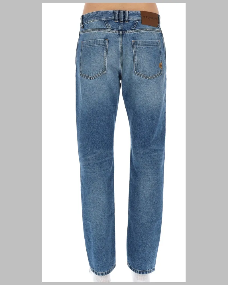 Balmain Straight-Leg Denim Jeans — Blue Blue
