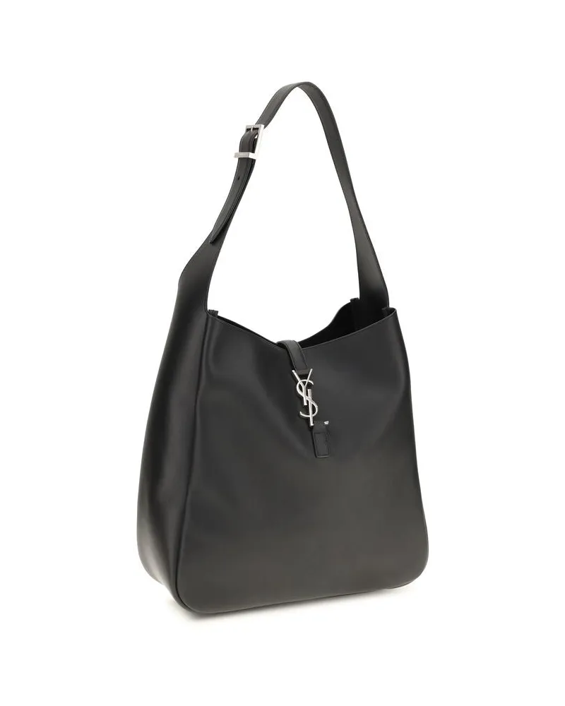 Saint Laurent Women's Black Calf Leather Bos Taurus Shoulder Bag Black