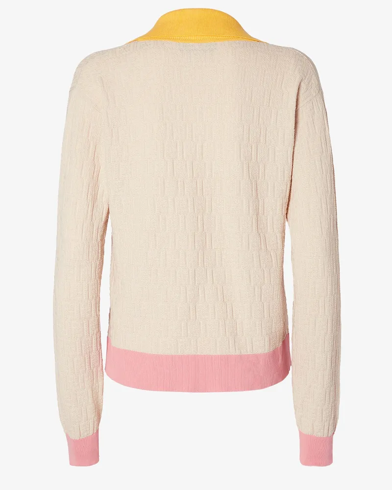 Fendi Women's Sweater With Ff Pattern Beige Cotton Beige