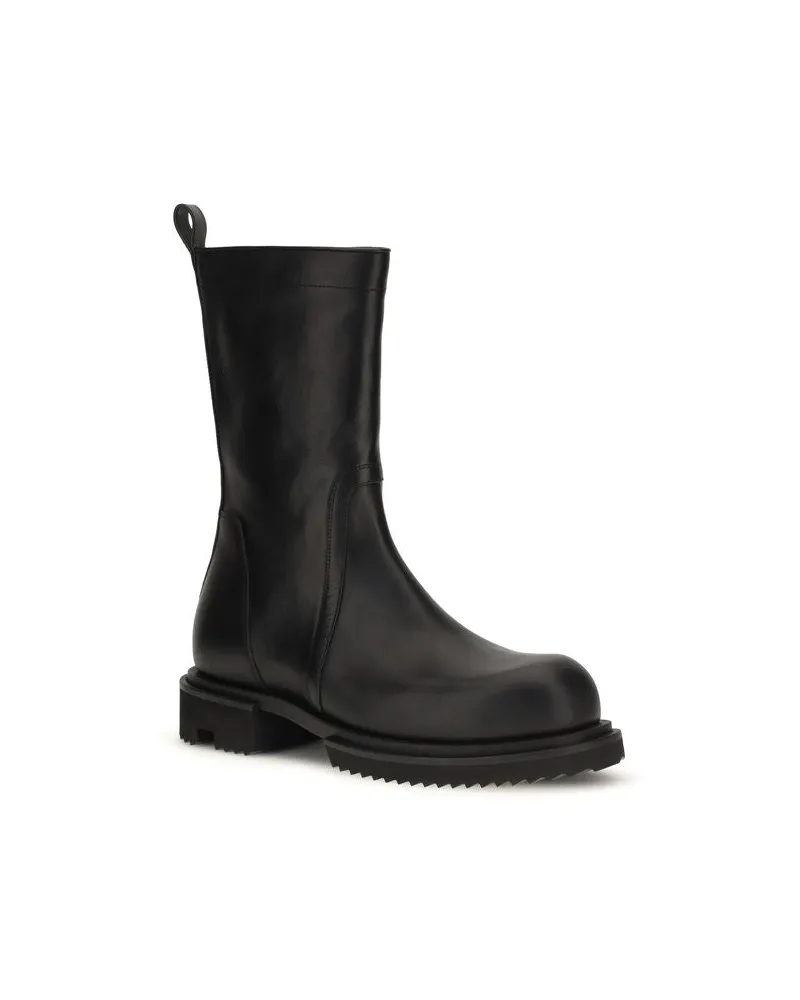 Rick Owens Men's Black Calf Leather Bos Taurus Flat Boots Black