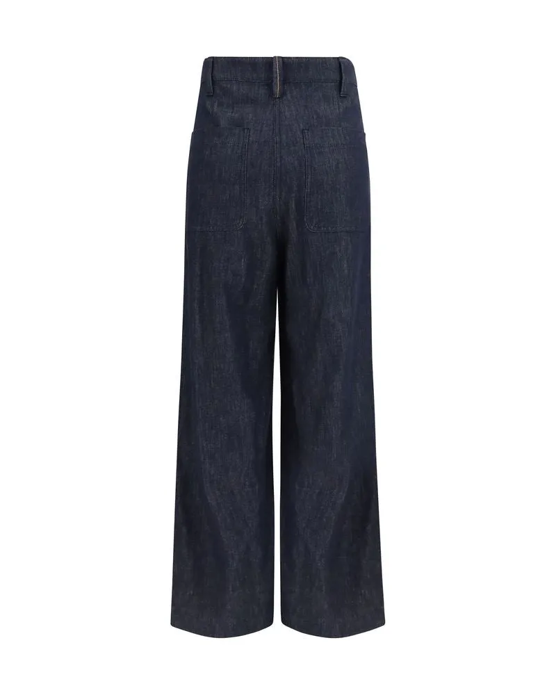 Brunello Cucinelli Denim-Effect Twill Trousers — Blue Blue