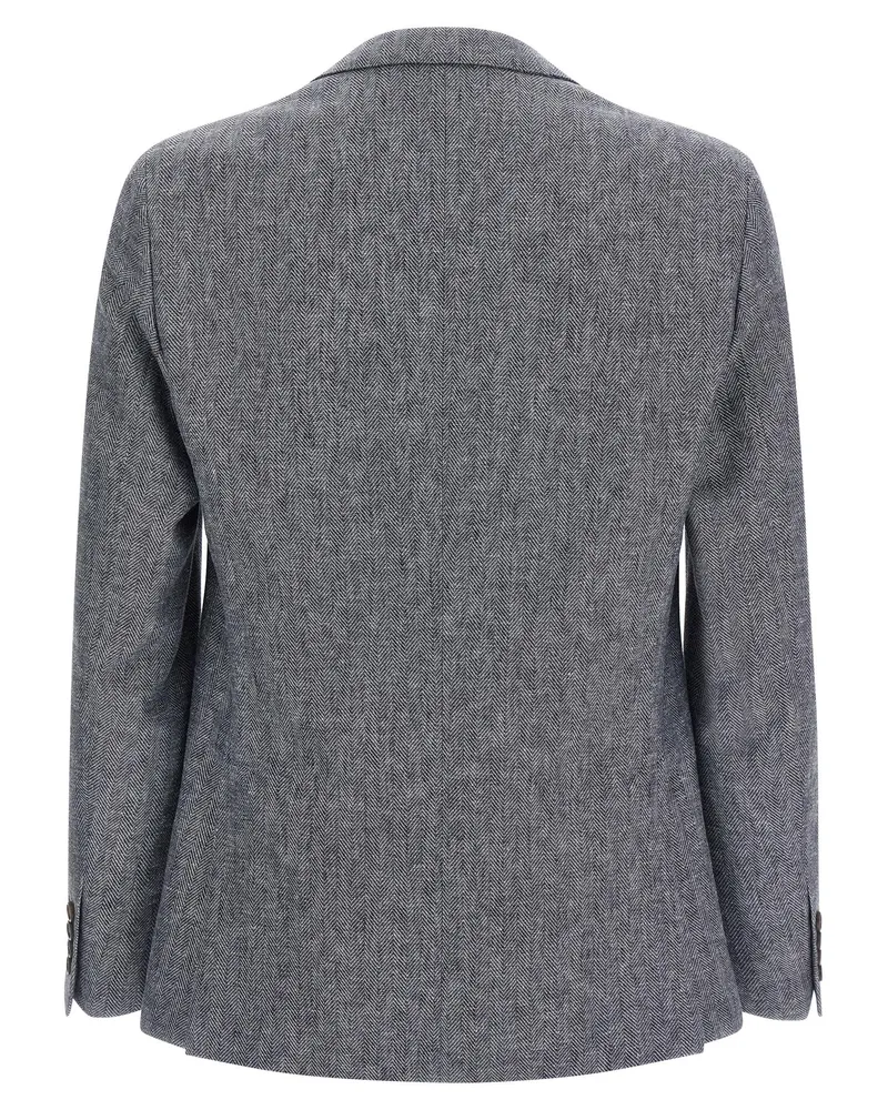 Pal Zileri Men's Blue Linen Blazer Clothing Gray