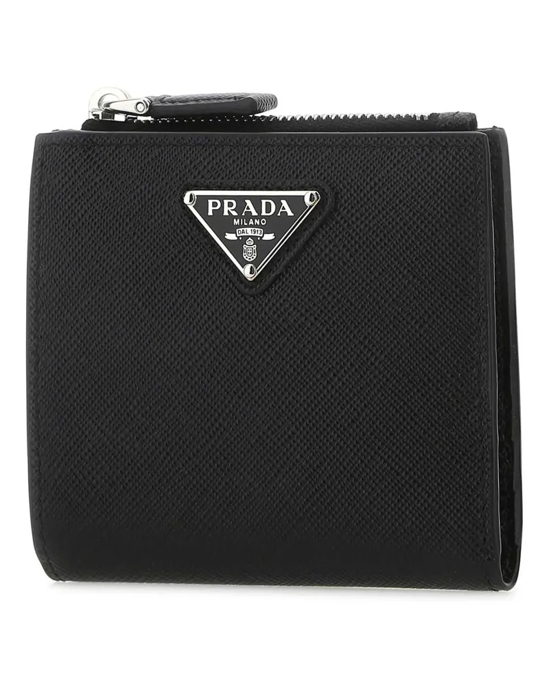 Prada Men's Saffiano Leather Wallet Black Calfskin Black