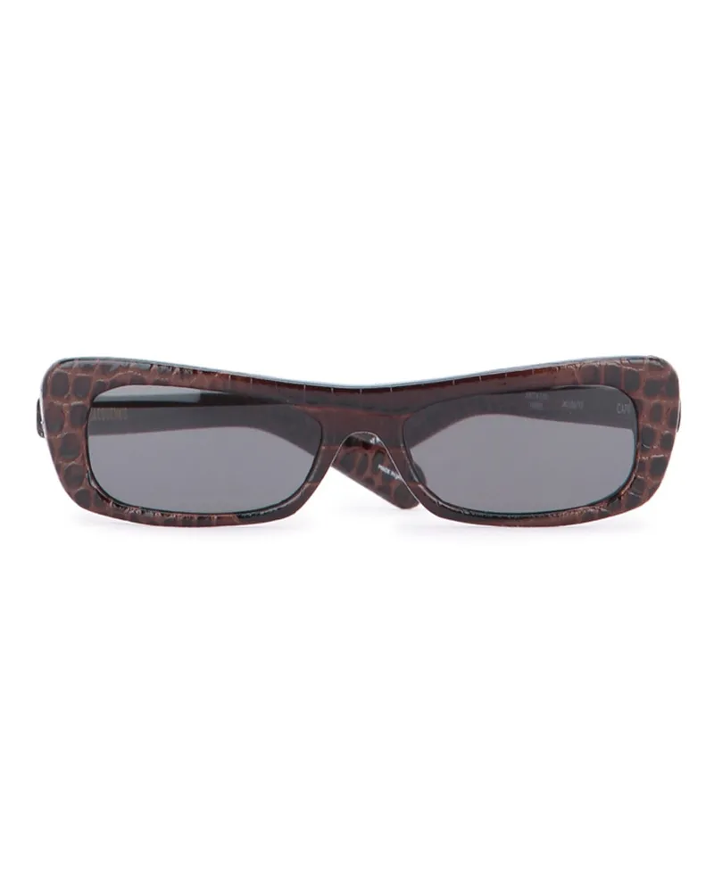 Jacquemus Women's Les Lunettes Capri Darkbrown Calf Leather Occhiali Da Sole Sunglasses Brown