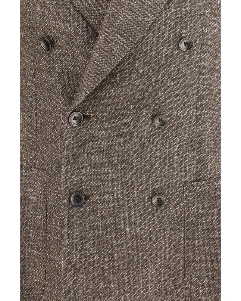 Tagliatore Double-Breasted Wool Blazer — Brown Brown