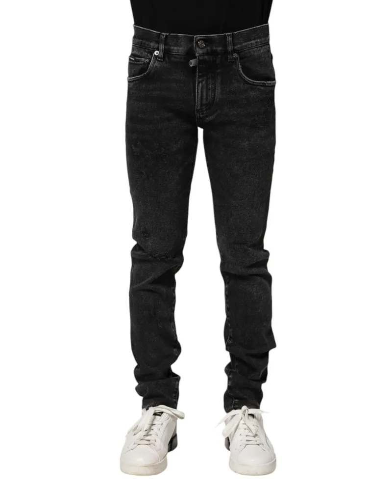 Dolce & Gabbana Black Cotton Skinny Men Denim Jeans Elastane Clothing Black
