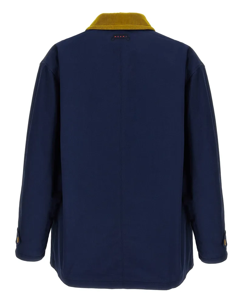 Marni Organic Cotton Gabardine Parka — Navy Navy