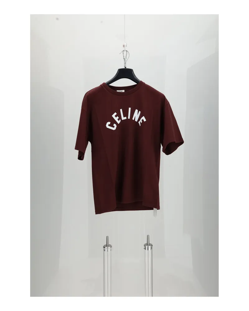 Celine Relaxed Colour-Block Cotton T-Shirt — Burgundy Burgundy