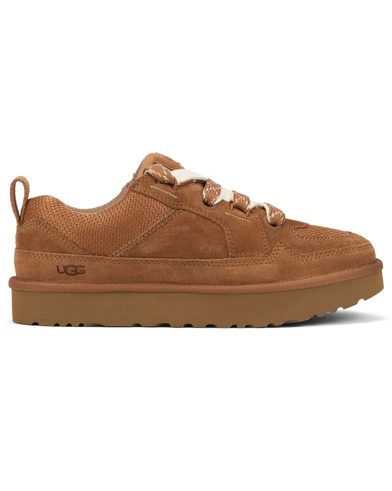 UGG Women's Sneakers Lo Lowmel Chestnut Suede Leather Trainers Brown