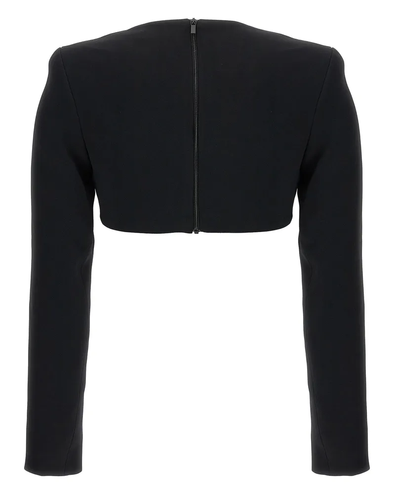 David Koma Crystal Chain and Square Neck Top — Black Black